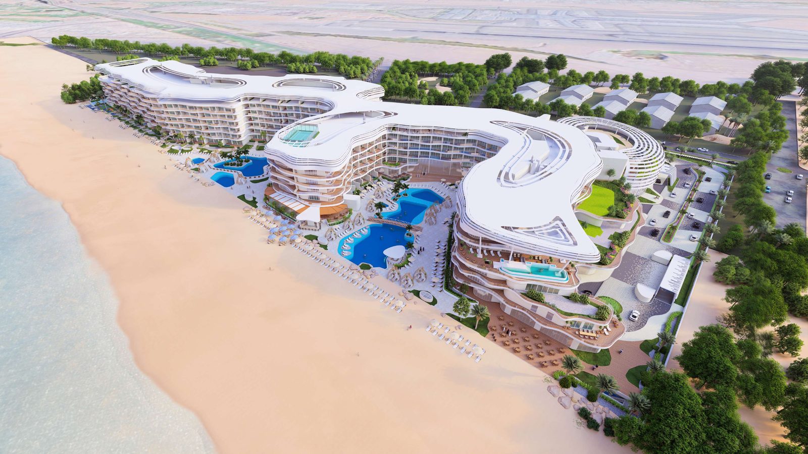 St. Regis Al Mouj Muscat — the building on the beach