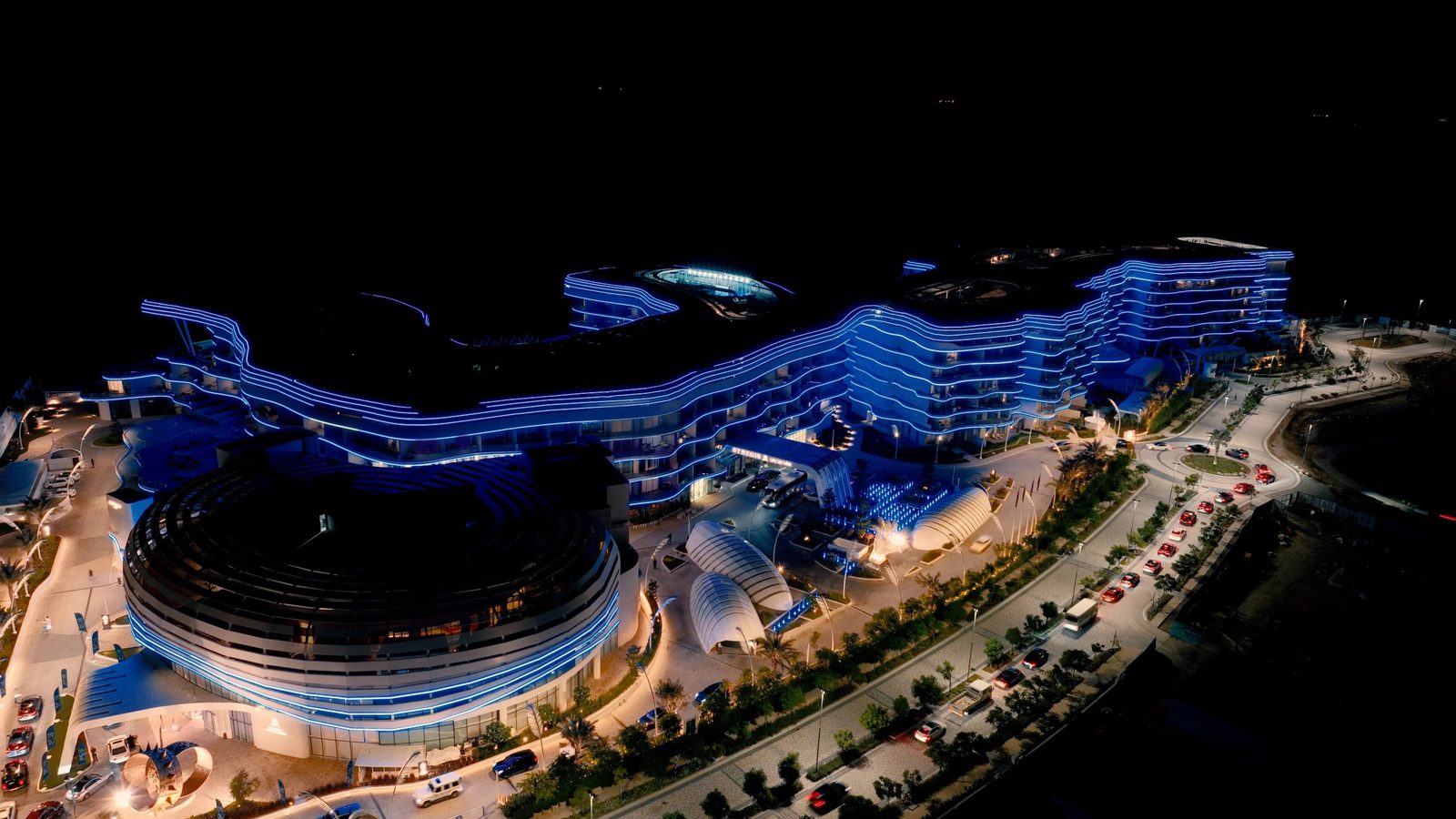 St. Regis Al Mouj Muscat — night aerial view